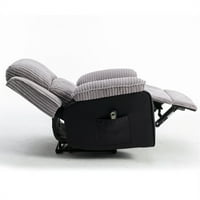 Електрически стол за легла, модерен тъкан тапициран домашно кино единичен реленер със странични джобове и подплатени подлакътници, 3-позиции регулируем единичен диван стол стол с удължаващ крак, сиво