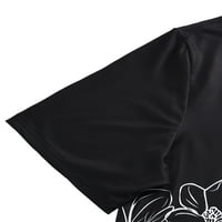 GVMFive жени с къс ръкав флорален принт Асиметрична туника върхове ежедневна тениска разхлабена блуза