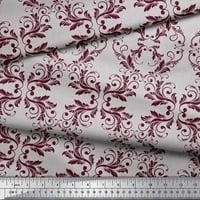 Soimoi Brown Viscose Chiffon Fabric Quaterfoil Damask Print Fabric до двора