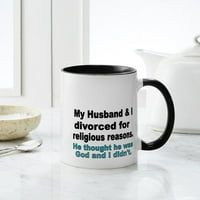 Cafepress - Съпругът ми се разведох по религиозни причини. Той t - унция керамична чаша - чаша за новост кафе