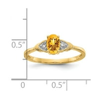Твърд 14k Жълто злато диамант и симулиран цитринов пръстен - размер 4.5