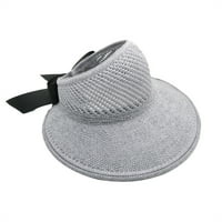 Strungten сгъваеми широки сламени шапки Слънце козирки за жени, Bow Beach Hat Summerbaseball капачка