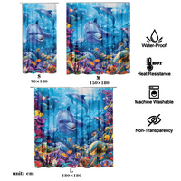 3D цифрова живопис Морски животински душ завеса изискана мана устойчив атрактивен облицовка за душ завеси за семейство за баня с куки, размер