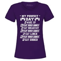 Shop4ever fomen's my perfect day gamer графична тениска xxx-голямо лилаво лилаво