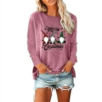 Дамски забавни коледни ризи сладки плюс размер грозни коледни пуловер суичъри облечени ежедневни бейзболни ризи есен зимна мода