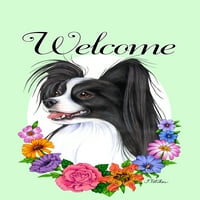 Papillion Black White - Best of Breed Welcome Flowers House Flags