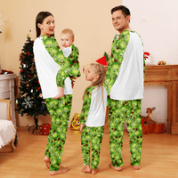 Забавни пижами за жени, пижама за деца-христимани зелени чудовищни ​​плочки и червен стол Зелено чудовище Семеен модел
