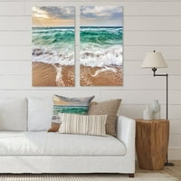 Art DesignArt Кристално прозрачно сини пенообразни вълни Seascape Canvas Wall Art Print Set 20 W 40 H 1 D