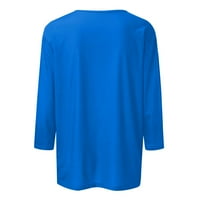 Dndkilg върхове за ръкави плюс размер екипаж на шията лакътя тениски за жени флорални тънки пригодни женски рокли ризи блузи за жени облечени ежедневни сини 3xl
