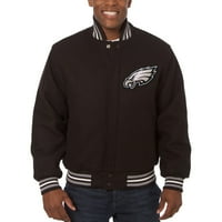 Мъжки JH Design Black Philadelphia Eagles бродирано вълнено яке