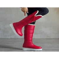 Colisha жени снежни ботуши Коляно високо водоустойчив фиш за обувки на зимни обувки на открито модна топла обувка fau fur red 5