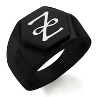 Неръждаема стомана Reiki Zonar Healing гравиран шестоъгълник Crest Flat Top Biker Style Prolised Ring