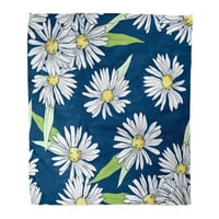 Flannel хвърляне на одеяло сини маргаритки за диви цветя красива красота букет лайка царевичен цвят флорален мек за диван и диван