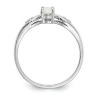 Истински 14kt бяло злато опал и диамантен пръстен размер: 7; за възрастни и тийнейджъри; За жени и мъже